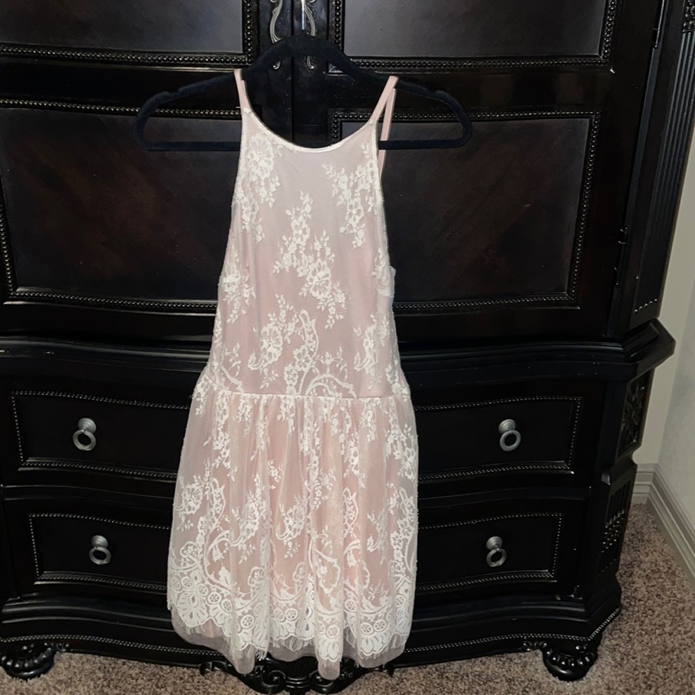 H&M Divided Pink and White Lace Fit and Flare Dress